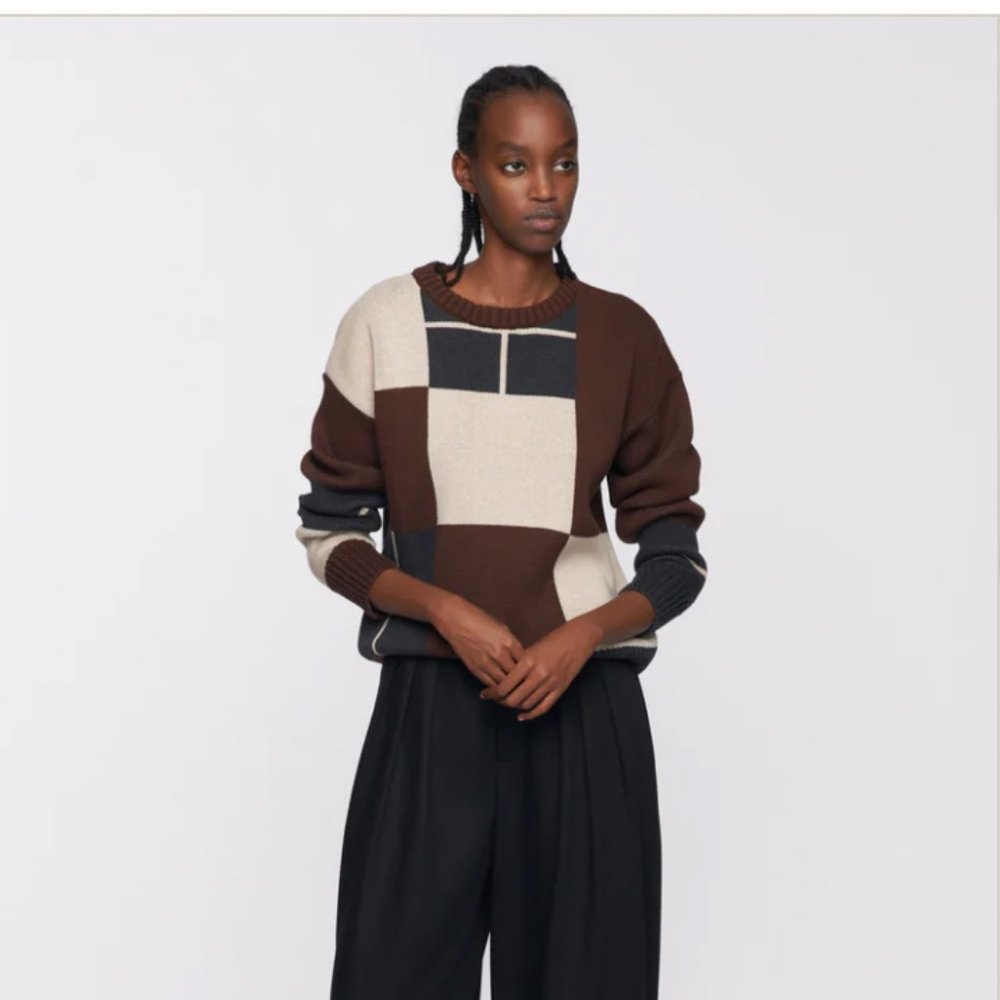 KOTN Patchwork Crew Sweater (NWOT)